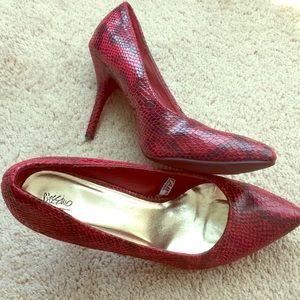 Faux Snakeskin Pumps with Matching Wristlet Clutch